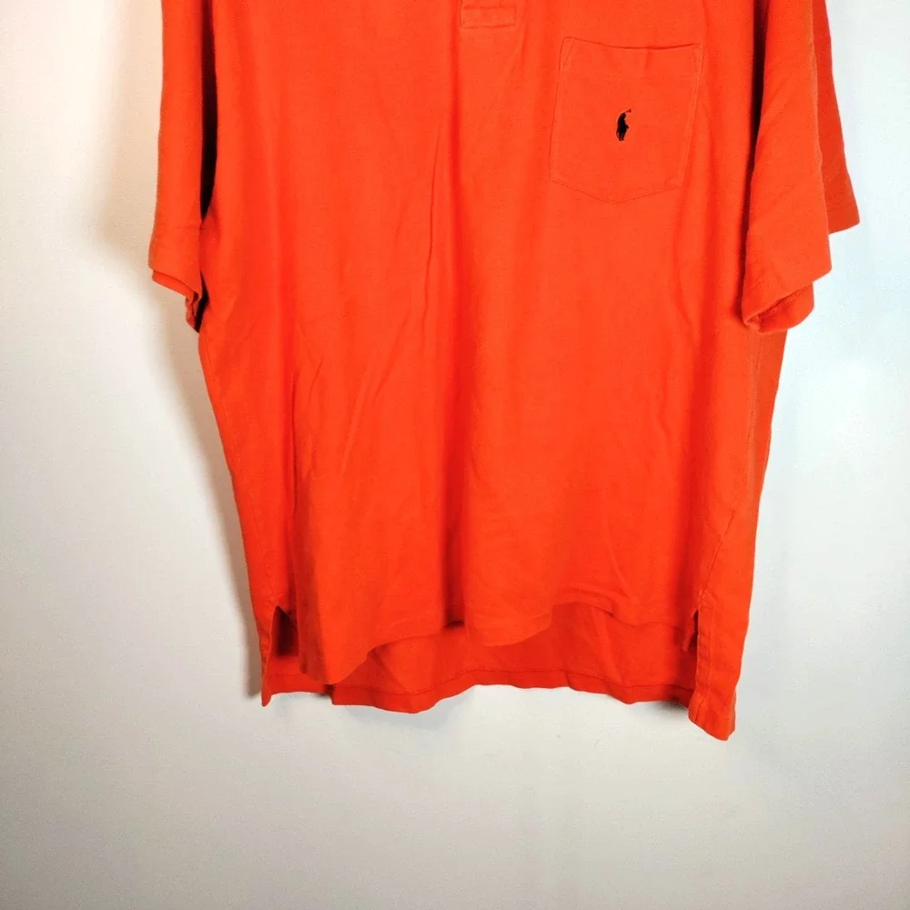 Polo Ralph Lauren Orange/*Navy Trim XL Golf Athletic‎ Beach Travel Stretch Shirt